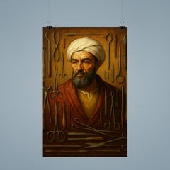 Abu al Qasim al Zahrawi with surgical instruments poster 9