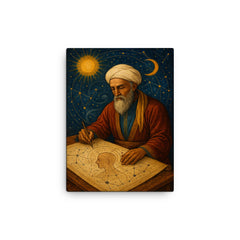 Abu Zayd al Balkhi mapping the soul and stars canvas print on a plain backdrop in size 12"x16".