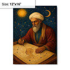 Abu Zayd al Balkhi mapping the soul and stars metal print on a plain backdrop in size 12"x16".