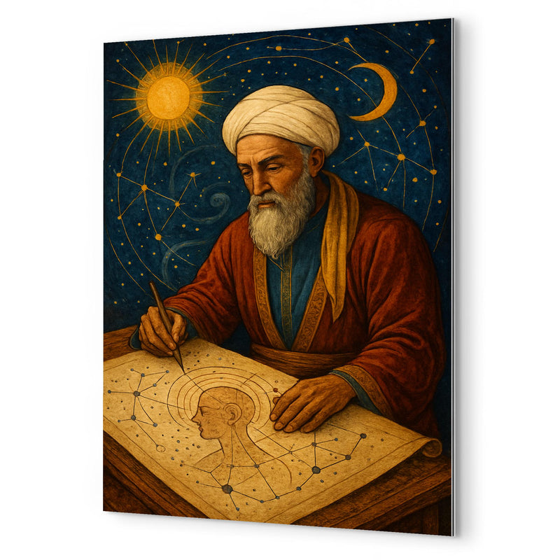 Abu Zayd al Balkhi mapping the soul and stars metal print mockup