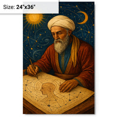 Abu Zayd al Balkhi mapping the soul and stars metal print on a plain backdrop in size 24"x36".