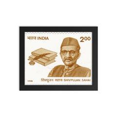 Acharya Shivpujan Sahay framed print on a plain backdrop in size 8"x10".