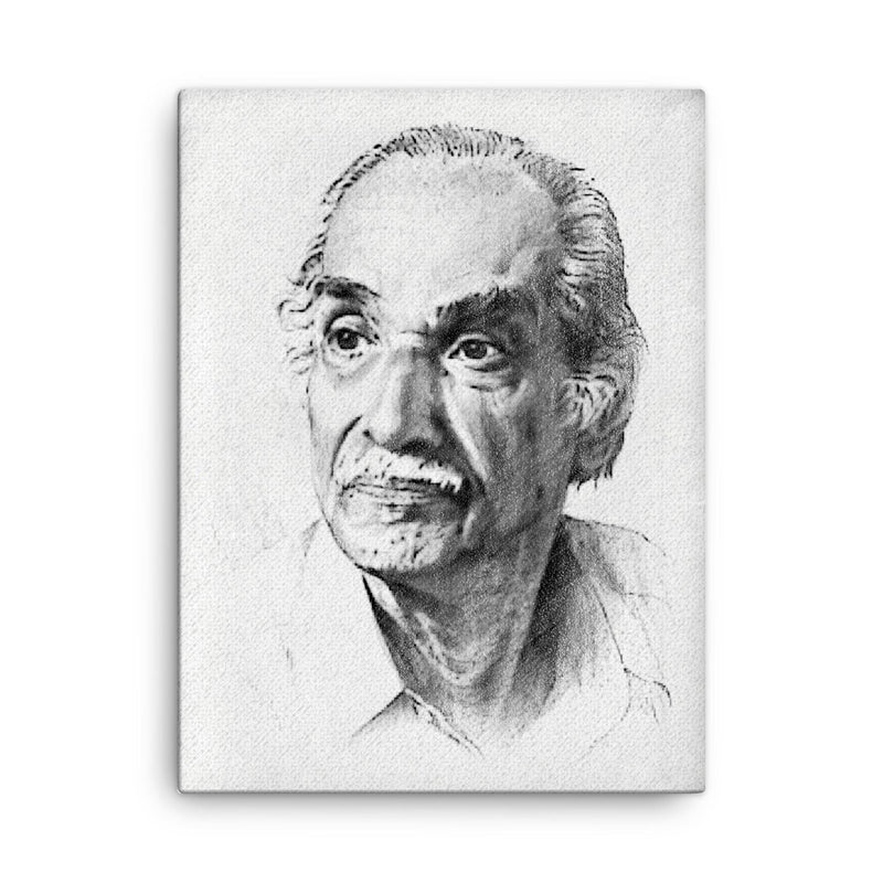 Achyut Kanvinde canvas print on a plain backdrop in size 18