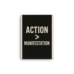 Action Manifestation canvas print on a plain backdrop in size 12"x16".