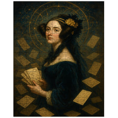 Ada Lovelace amid punched cards and celestial mathematics jigsaw puzzle