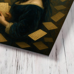 Ada Lovelace amid punched cards and celestial mathematics metal print mockup