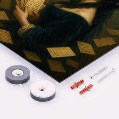 Ada Lovelace amid punched cards and celestial mathematics metal print mockup