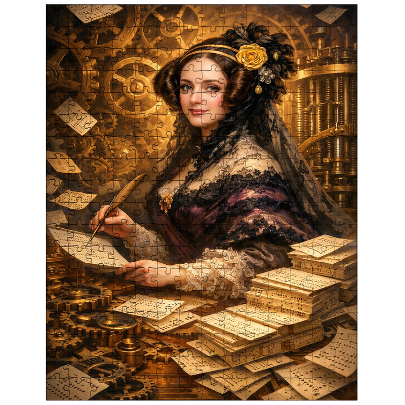 Ada Lovelace among punched cards and mechanical cogs jigsaw puzzle