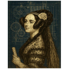 Ada Lovelace analytical engine blueprint portrait jigsaw puzzle