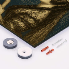 Ada Lovelace analytical engine blueprint portrait metal print mockup