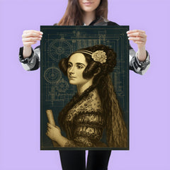 Ada Lovelace analytical engine blueprint portrait poster 3