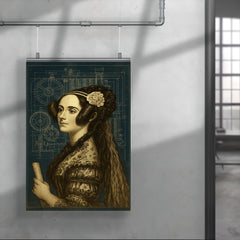 Ada Lovelace analytical engine blueprint portrait poster 4
