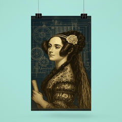 Ada Lovelace analytical engine blueprint portrait poster 6