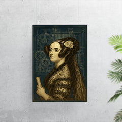 Ada Lovelace analytical engine blueprint portrait poster 7