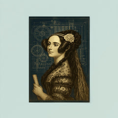Ada Lovelace analytical engine blueprint portrait poster 8