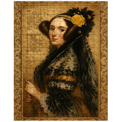 Ada Lovelace engine diagrams and lace jigsaw puzzle