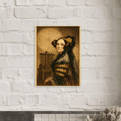 Ada Lovelace mechanical engine and celestial charts metal print mockup