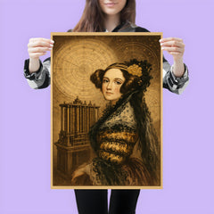 Ada Lovelace mechanical engine and celestial charts poster 3