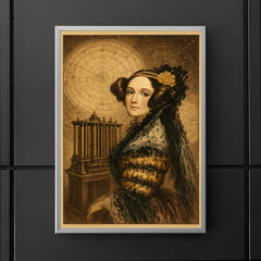 Ada Lovelace mechanical engine and celestial charts poster 5