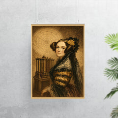 Ada Lovelace mechanical engine and celestial charts poster 7