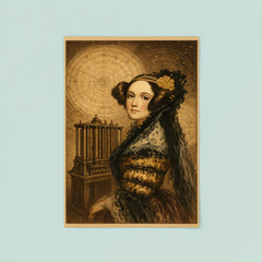 Ada Lovelace mechanical engine and celestial charts poster 8