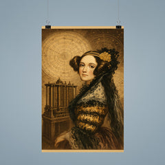 Ada Lovelace mechanical engine and celestial charts poster 9