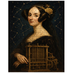 Ada Lovelace mechanical engine and constellation overlays jigsaw puzzle