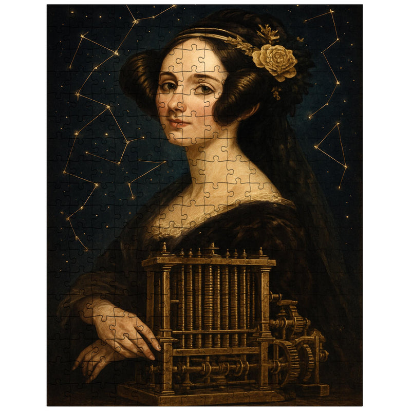 Ada Lovelace mechanical engine and constellation overlays jigsaw puzzle