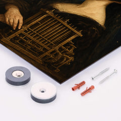 Ada Lovelace mechanical engine and constellation overlays metal print mockup