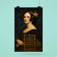 Ada Lovelace mechanical engine and constellation overlays poster 6