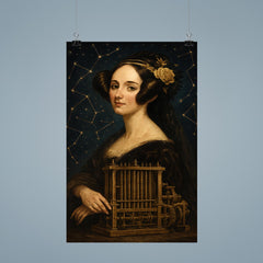 Ada Lovelace mechanical engine and constellation overlays poster 9