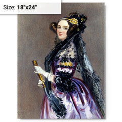 Ada Lovelace metal print on a plain backdrop in size 18"x24".
