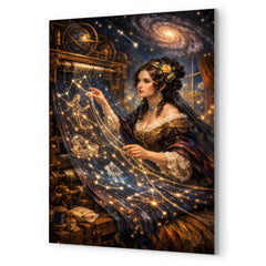 Ada Lovelace weaving algorithmic constellations metal print mockup