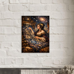 Ada Lovelace weaving algorithmic constellations metal print mockup