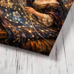 Ada Lovelace weaving algorithmic constellations metal print mockup