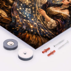 Ada Lovelace weaving algorithmic constellations metal print mockup