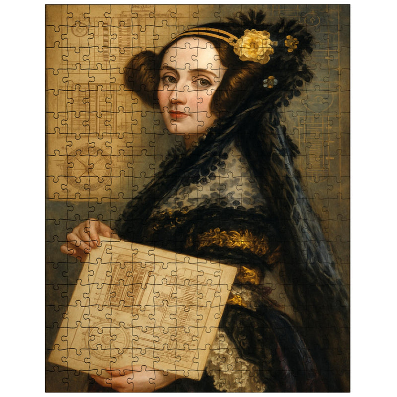 Ada Lovelace with analytical engine diagrams jigsaw puzzle