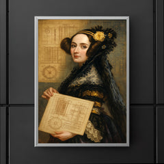 Ada Lovelace with analytical engine diagrams poster 5
