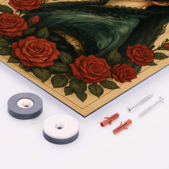 Ada Lovelace with engine diagrams and roses metal print mockup