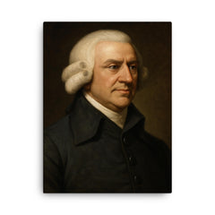 Adam Smith portrait canvas print on a plain backdrop in size 18"x24".