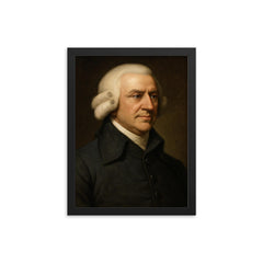 Adam Smith portrait framed print on a plain backdrop in size 12"x16".
