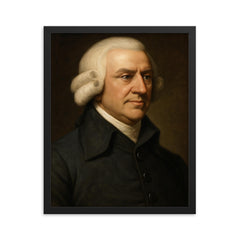 Adam Smith portrait framed print on a plain backdrop in size 16"x20".