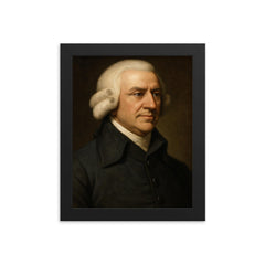 Adam Smith portrait framed print on a plain backdrop in size 8"x10".