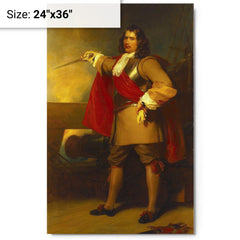 Admiral Robert Blake metal print on a plain backdrop in size 24"x36".