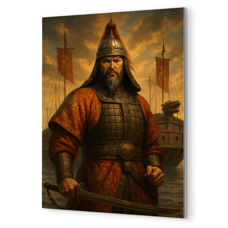 Admiral Yi Sun sin before turtle ships metal print mockup