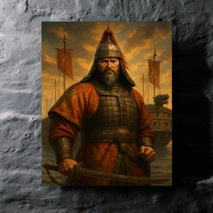 Admiral Yi Sun sin before turtle ships metal print mockup