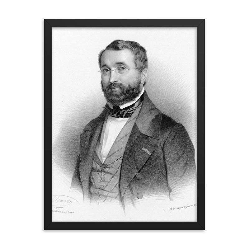 Adolphe Adam official portrait by Maurin, 1840 framed print on a plain backdrop in size 18