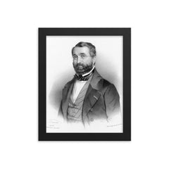 Adolphe Adam official portrait by Maurin, 1840 framed print on a plain backdrop in size 8"x10".