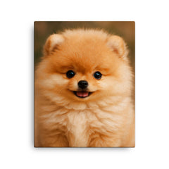Adorable Pomeranian puppy canvas print on a plain backdrop in size 16"x20".