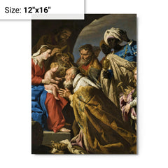Adoration of the Magi by Matthias Stom metal print on a plain backdrop in size 12"x16".